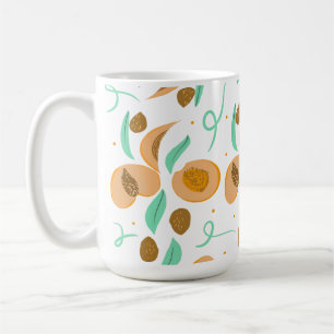 Taza De Café Resumen Peach Fruit Slices Patrón dibujado a mano