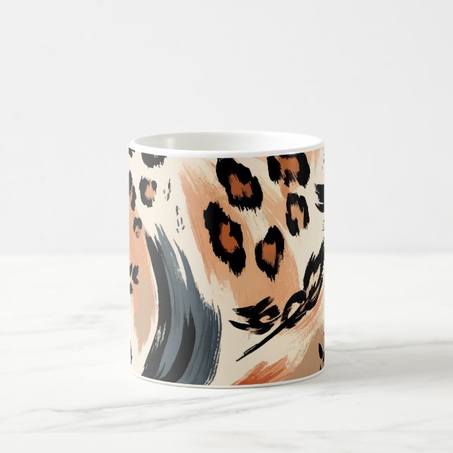 Taza De Café Resumen Pintado Leopardo de impresión de animales  (Centro)