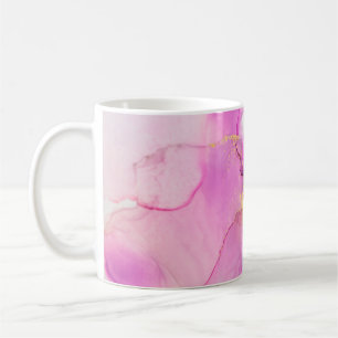 Taza De Café Resumen púrpura, lílica, rosa, fondo dorado, wal