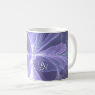 Taza De Café Resumen púrpura monograma moderno fractal