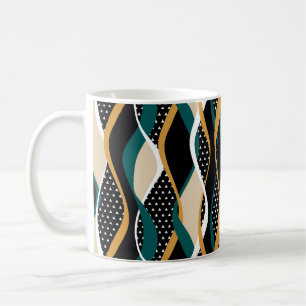 Taza De Café Resumen rayado, colorido patrón ondulado.
