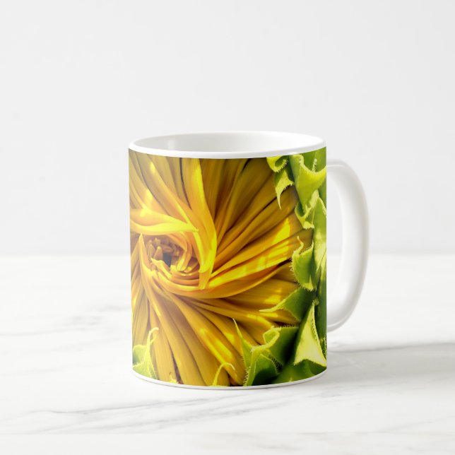 Taza De Café Resumen retro funky giratorio girasol, geometría a (Anverso derecho)
