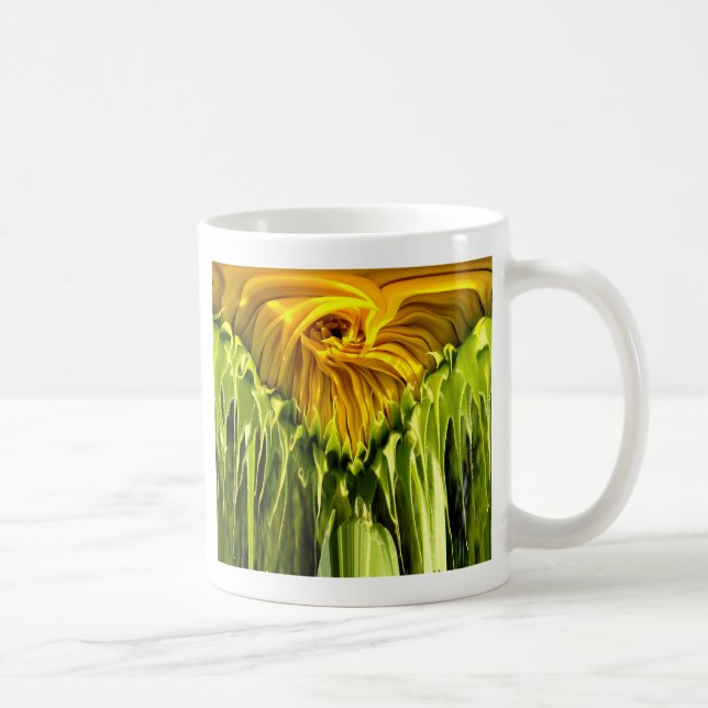 Taza De Café Resumen retro funky giratorio girasol, geometría a (Derecha)