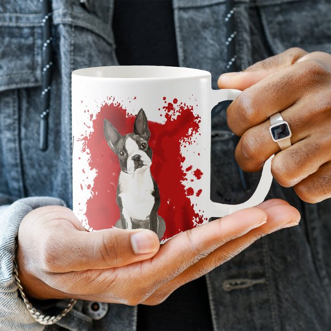 Taza De Café Resumen rojo del perro del terror de Boston (Subido por el creador)