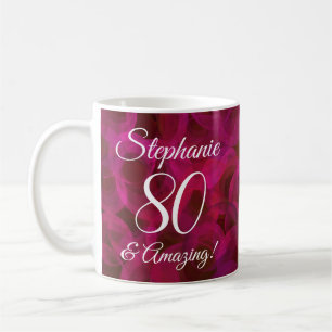 Taza De Café Resumen Rosa Roja 80 y cumpleaños asombroso