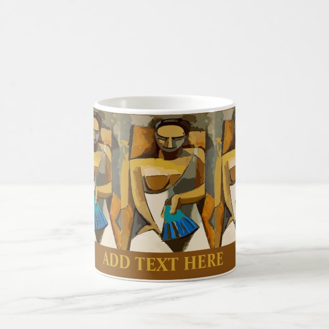 Taza De Café Resumen Rostros, añadir texto, café Mug (Centro)