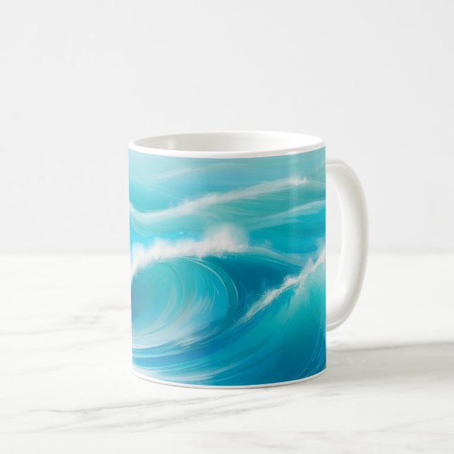 Taza De Café Resumen Suave Olas de Agua del Océano Azul Azucara (Anverso derecho)