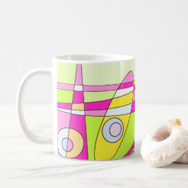 Taza De Café Resumen Surfing Bright Pink Green Bubblegegum