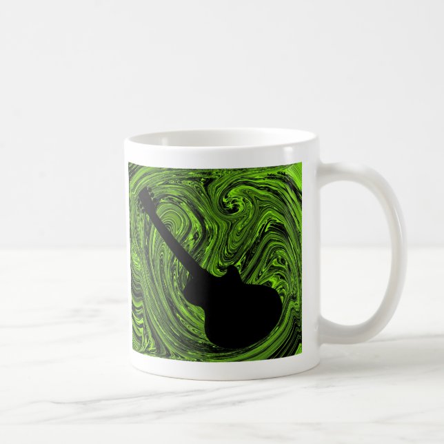 Taza De Café Resumen Swirls Guitar Mug, Verde (Derecha)