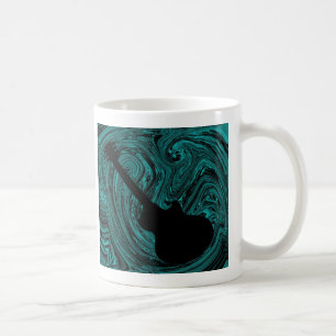 Taza De Café Resumen Swirls Guitar Mug, Verde azulado