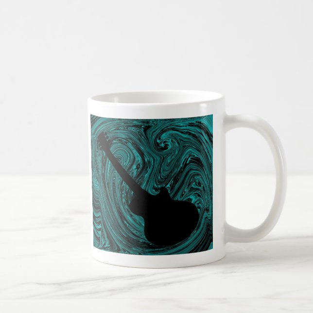 Taza De Café Resumen Swirls Guitar Mug, Verde azulado (Derecha)