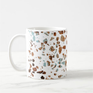 Taza De Café Resumen Terrazzo Mosaic Rust Brown & Blue Pattern