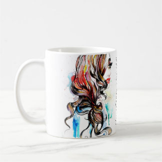 Taza De Café Resumen Tinta acuarela colorida maquillaje femenin