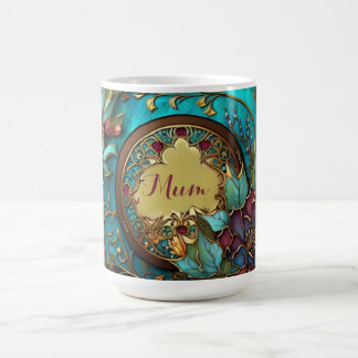 Taza De Café Resumen Vidrio Verde azulado y rosa manchado Día d