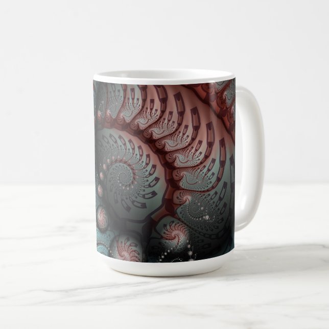 Taza De Café Resumen Vivid Fantasy Fractal Art Brown Blue (Anverso derecho)