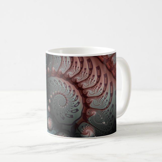 Taza De Café Resumen Vivid Fantasy Fractal Art Brown Blue (Anverso derecho)