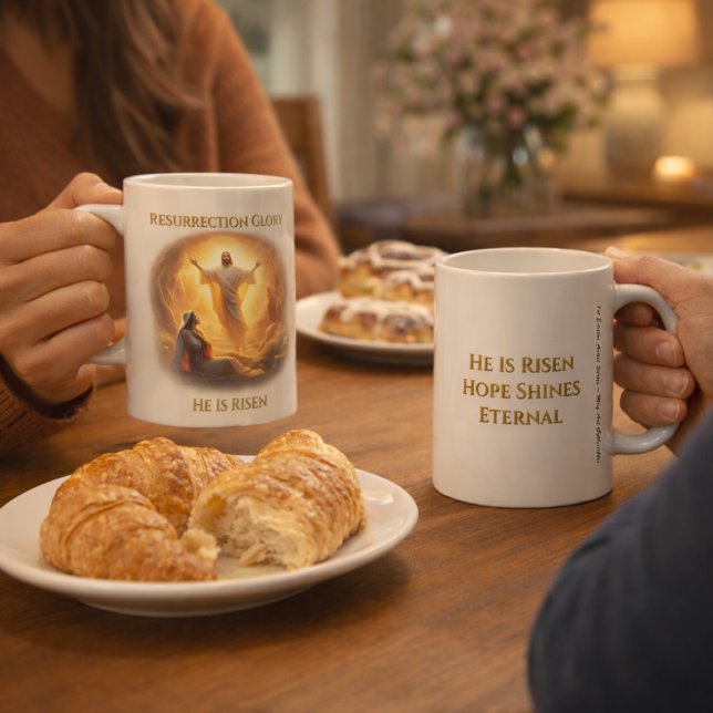 Taza De Café Resurrection Glory – He Is Risen Inspirational (Subido por el creador)