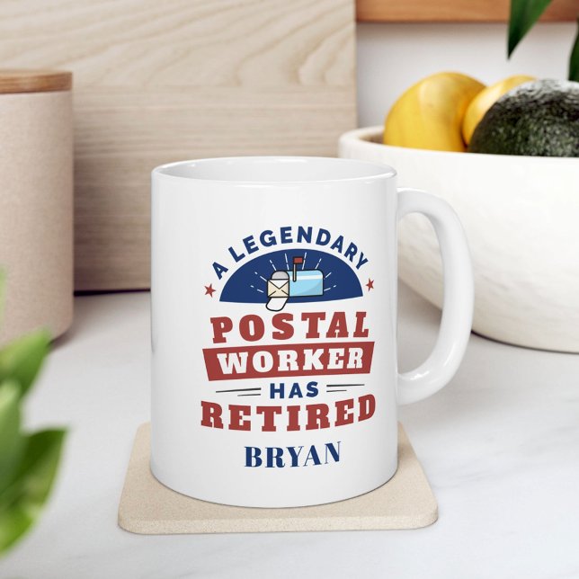 Taza De Café Retirada del trabajador postal Mailman Retirement  (Retired Postal Worker Mailman Retirement Keepsake Coffee Mug)
