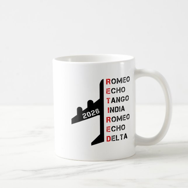 Taza De Café Retired Lot 2026 Phonetic Alphabet Retirement Gift (Derecha)