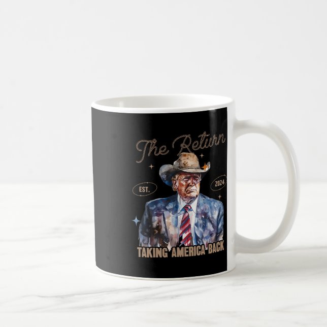 Taza De Café Retorno de chico de vaca occidental Trump 2024 qui (Derecha)