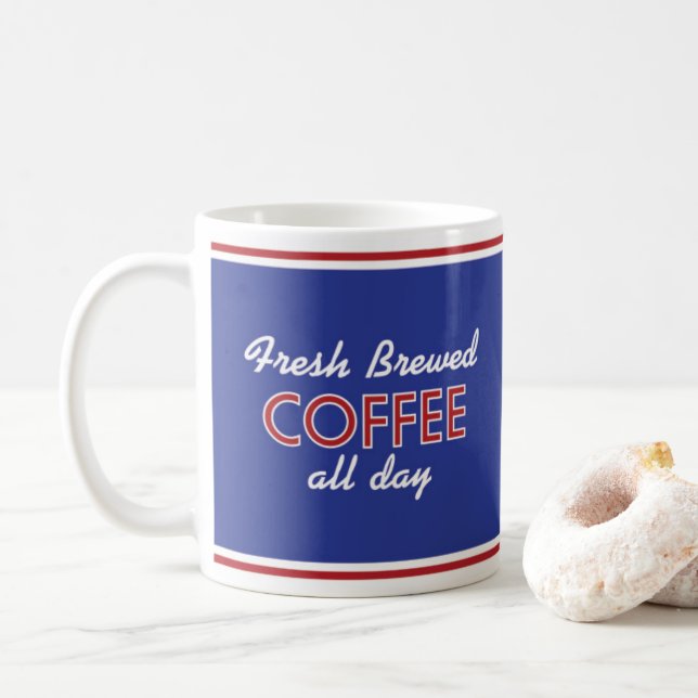 Taza de café retra del comensal - sistema retro de (Con donut)