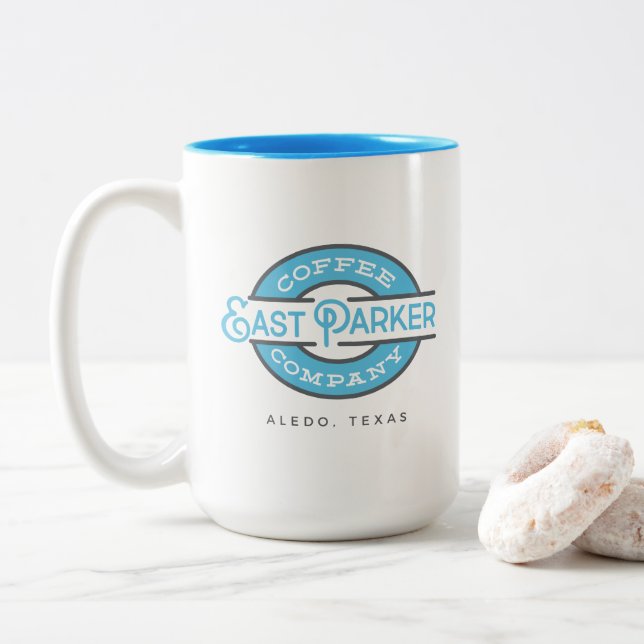 Taza de café retra del este de Parker 15 onzas. - (Con donut)