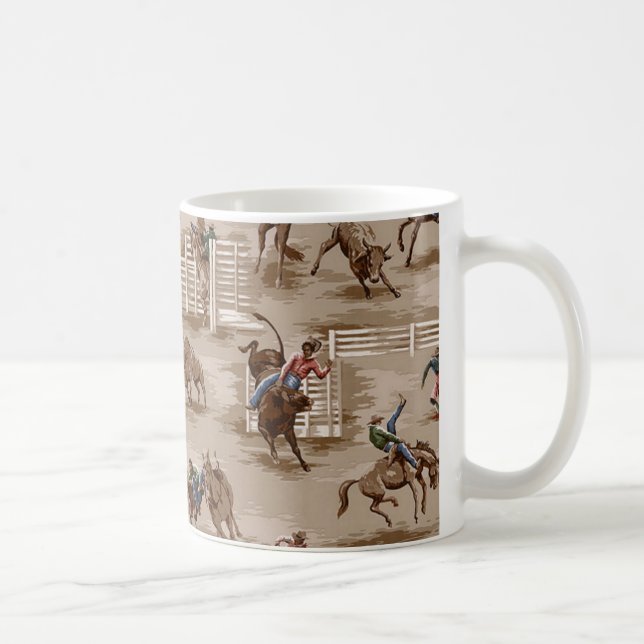 Taza de café retra del vaquero del rodeo del papel (Derecha)