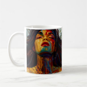 Taza De Café Retrato abstracto colorido
