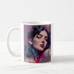 Taza De Café Retrato abstracto de luz de neón