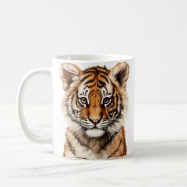 Taza De Café Retrato acuarela de un pequeño tigre