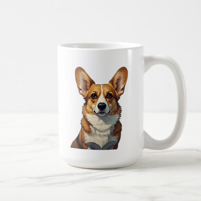 Taza De Café Retrato Amigable de Corgi (Derecha)