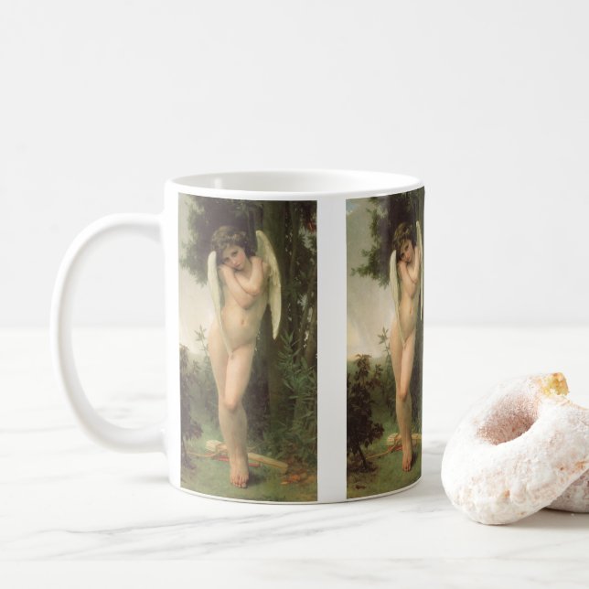 Taza De Café Retrato Ángel Cupido (Cupidón) por Bouguereau (Con donut)