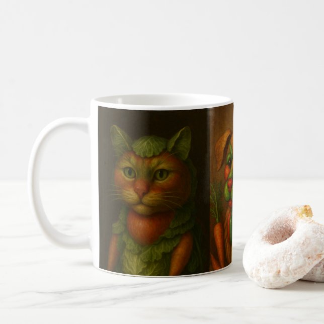 Taza De Café Retrato animal renacentista (Con donut)
