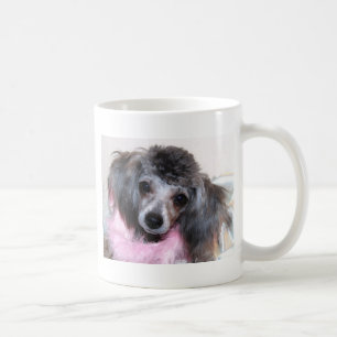 Taza De Café Retrato azul de plata de la cara del perrito del