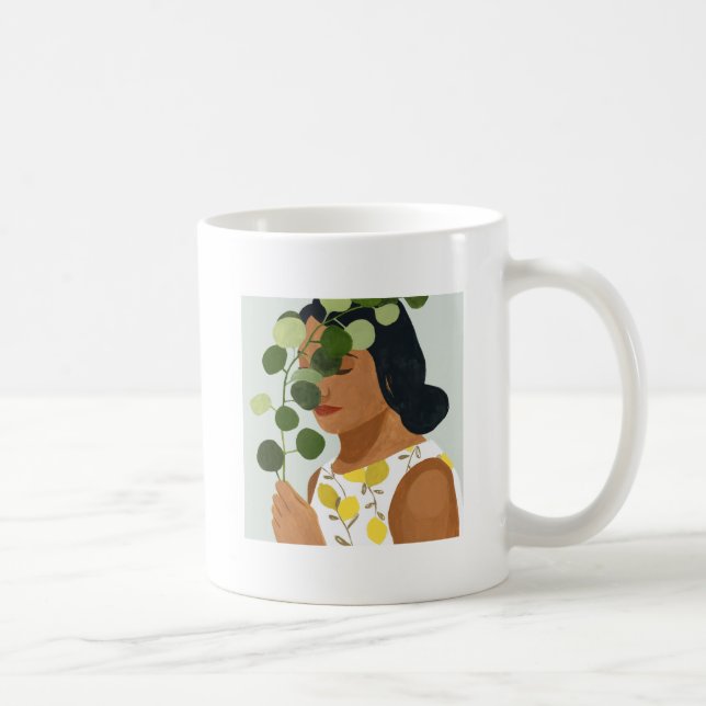 Taza De Café Retrato botánico - Mujer con vegetación (Derecha)