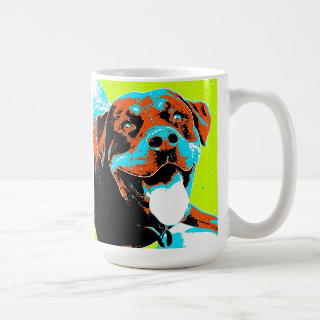 Taza De Café Retrato brillante y de la diversión de Rottweiler (Derecha)