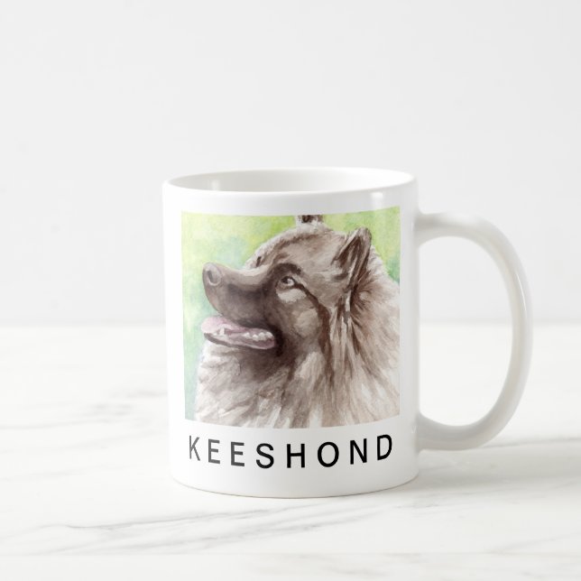 Taza De Café Retrato de acuarela de Keeshond (Derecha)
