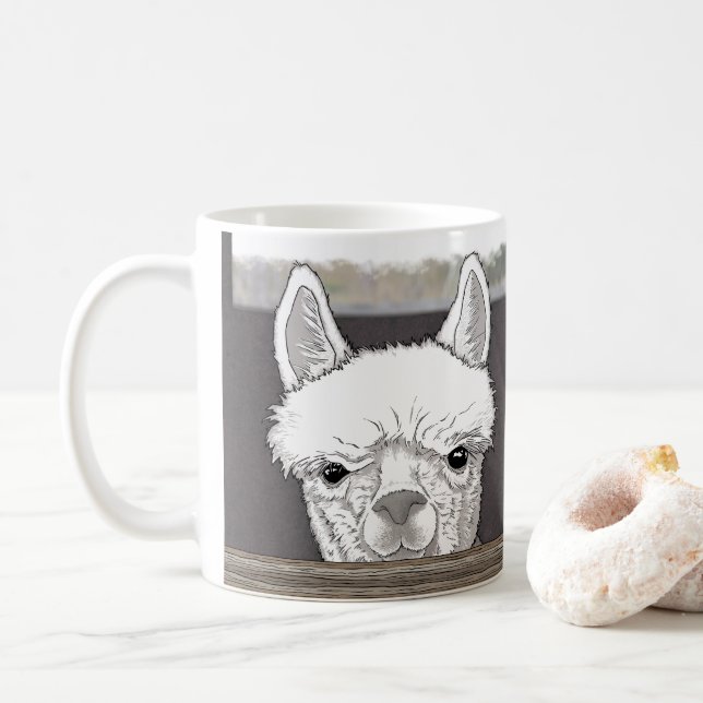 Taza De Café Retrato de Alpaca (Con donut)