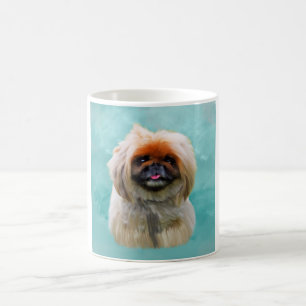 Taza De Café Retrato de arte de acuarela de perro de Pekín