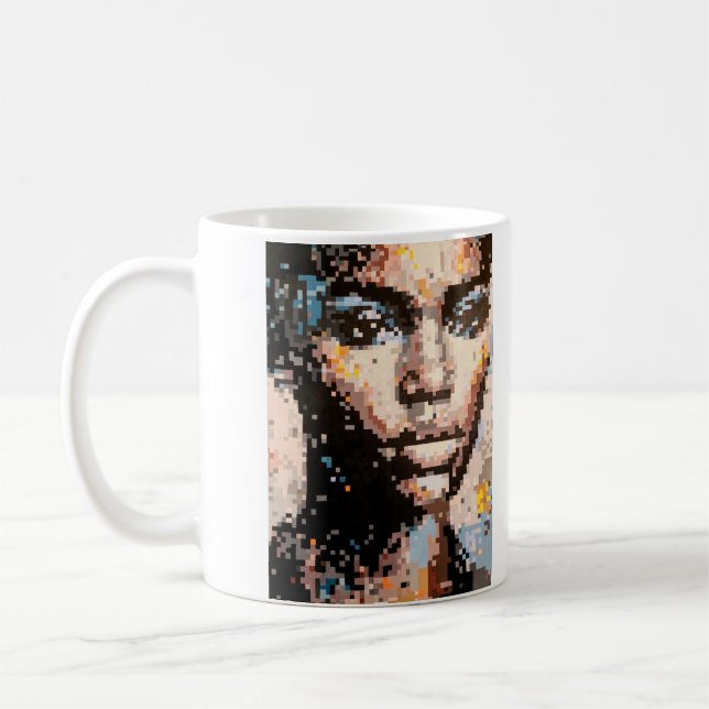 Taza De Café Retrato de arte de Pixel vibrante ferocidad (Izquierda)