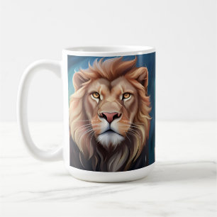 Taza De Café Retrato de arte digital de león-56556