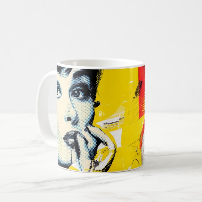 Taza De Café retrato de arte pop dual (Anverso izquierdo)