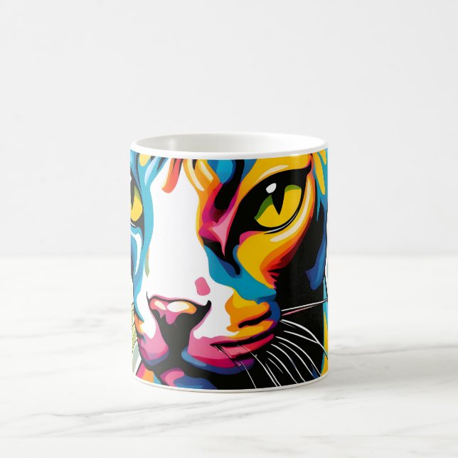 Taza De Café Retrato de arte pop para gatos (Centro)