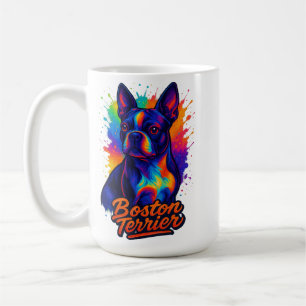 Taza De Café Retrato de Boston Terrier Pop Art Colorido