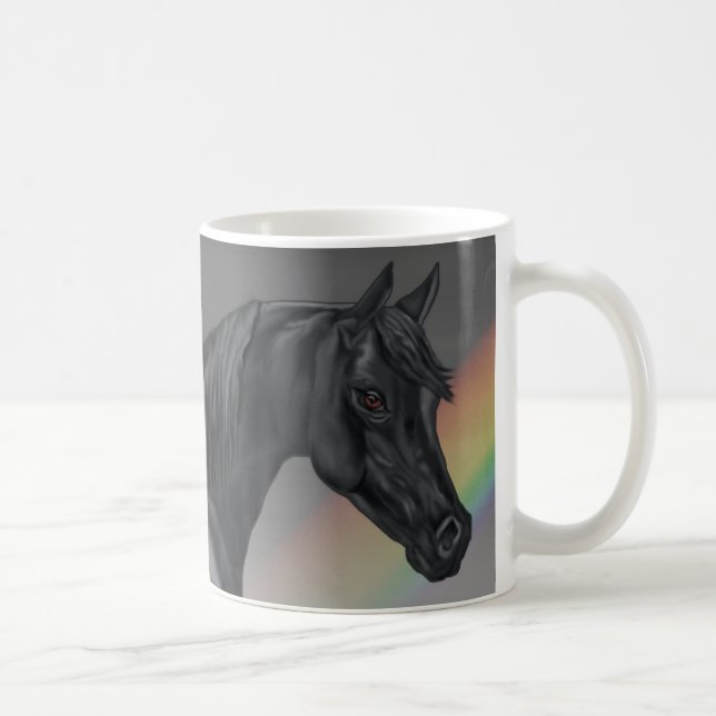 Taza De Café Retrato de caballo árabe negro (Derecha)
