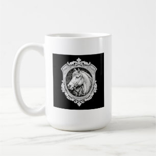 Taza De Café Retrato de caballo en oro vintage arte ornamentado