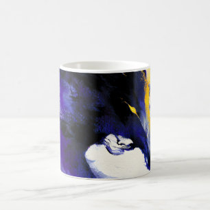 Taza De Café Retrato de caballo negro con acuarela abstracta