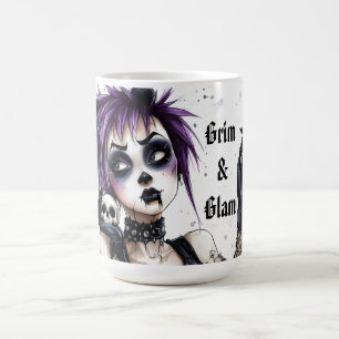Taza De Café Retrato de Chica Gótica - Siniestro y Glam