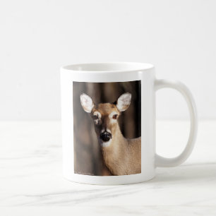 Taza De Café Retrato de cierva de cola blanca de fauna silvestr