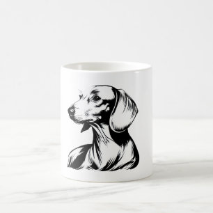 Taza De Café Retrato de Dachshund – Arte de línea minimalista d